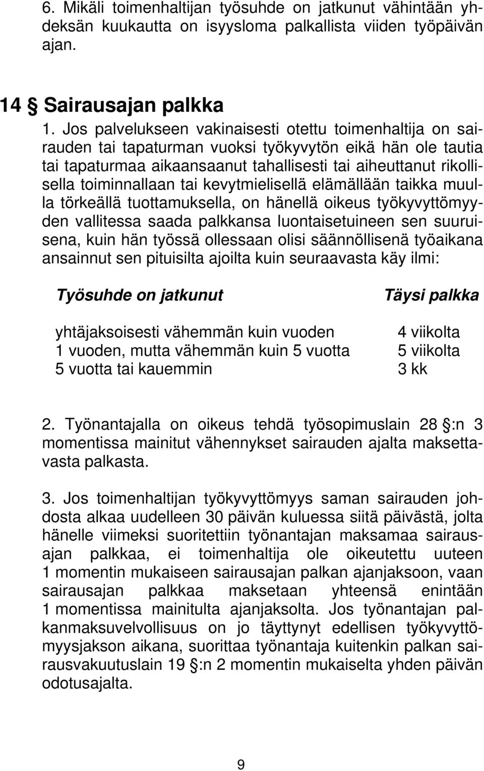 toiminnallaan tai kevytmielisellä elämällään taikka muulla törkeällä tuottamuksella, on hänellä oikeus työkyvyttömyyden vallitessa saada palkkansa luontaisetuineen sen suuruisena, kuin hän työssä