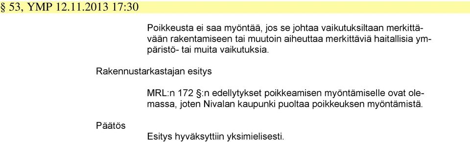 tai muutoin aiheuttaa merkittäviä haitallisia ympäristö- tai muita vaikutuksia.