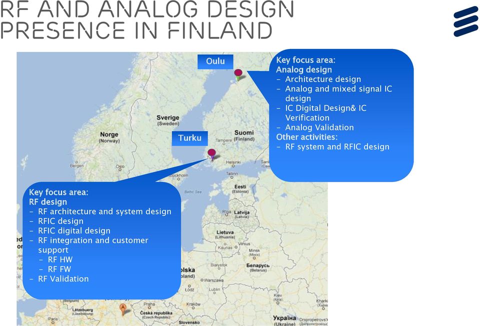 system and RFIC design Key focus area: RF design - RF architecture and system design - RFIC