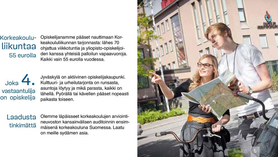 kanssa yhteisiä palloilun vapaavuoroja. Kaikki vain 55 eurolla vuodessa. Jyväskylä on aktiivinen opiskelijakaupunki.