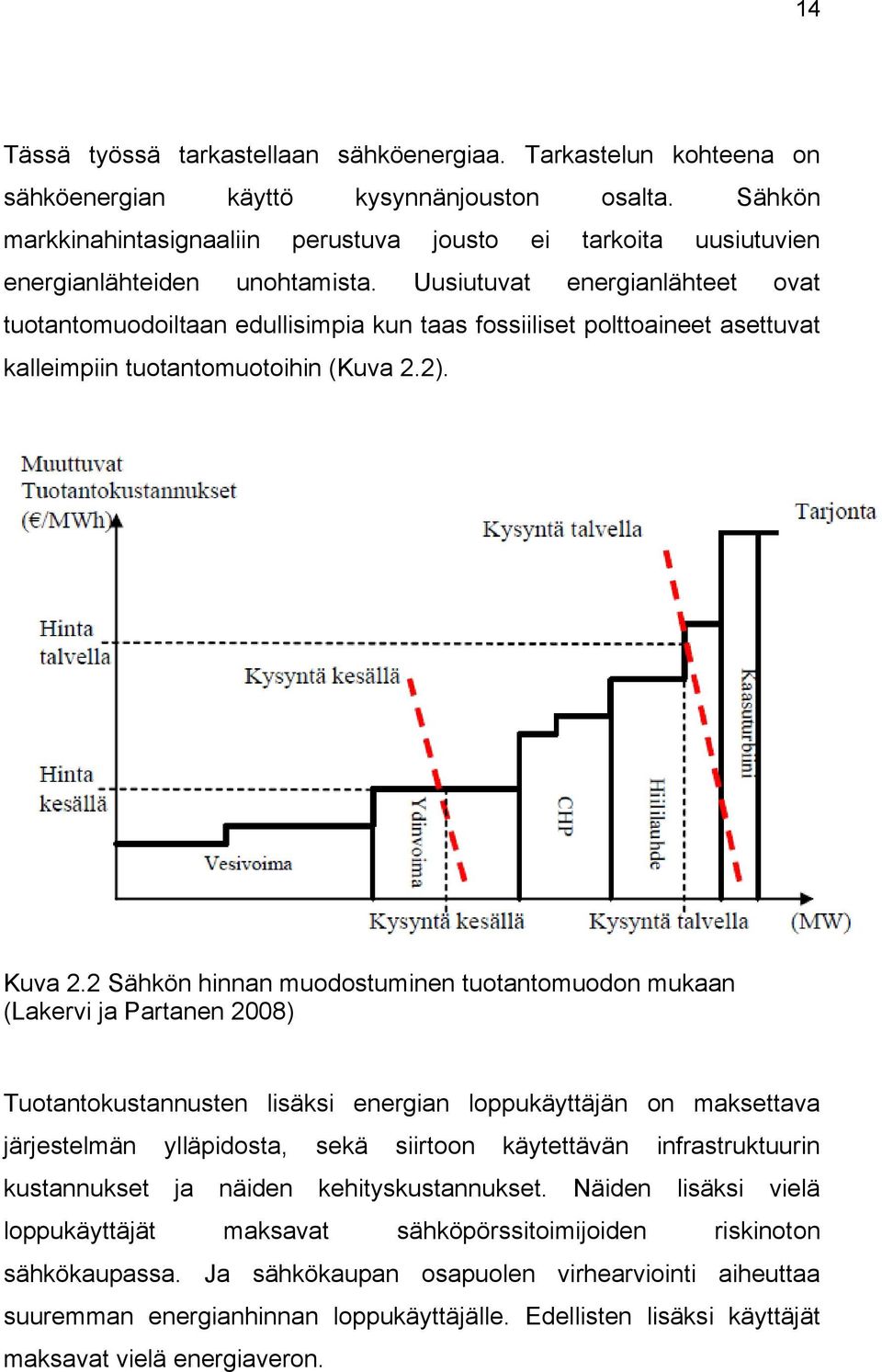 Uusiutuvat energianlähteet ovat tuotantomuodoiltaan edullisimpia kun taas fossiiliset polttoaineet asettuvat kalleimpiin tuotantomuotoihin (Kuva 2.2). Kuva 2.