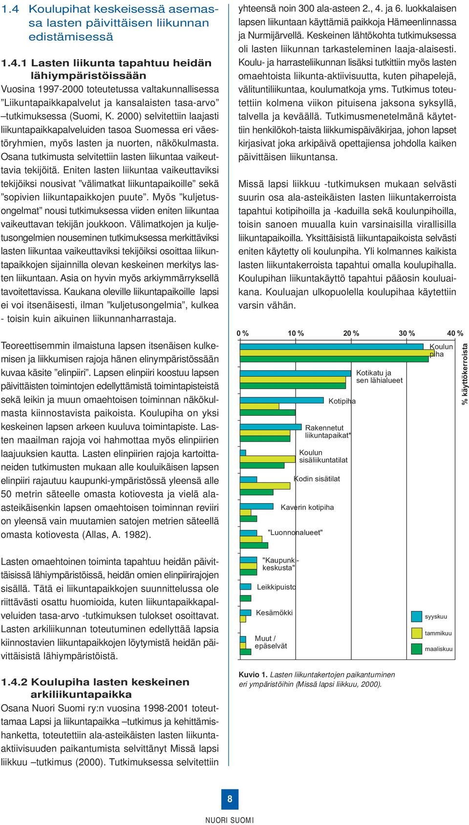 Eniten lasten liikuntaa vaikeuttaviksi tekijöiksi nousivat välimatkat liikuntapaikoille sekä sopivien liikuntapaikkojen puute.