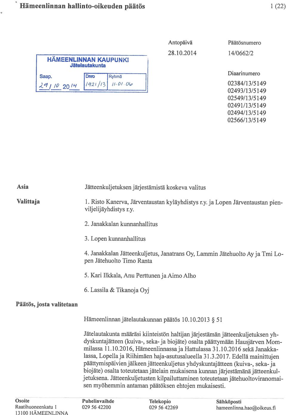 Risto Kanerva, Järventaustan kylayhdistys r.y. viljelijayhdistys r.y. ja Lopen Järventaustan pien 2. Janakkalan kunnanhallitus 3. Lopen kunnanhallitus 4.