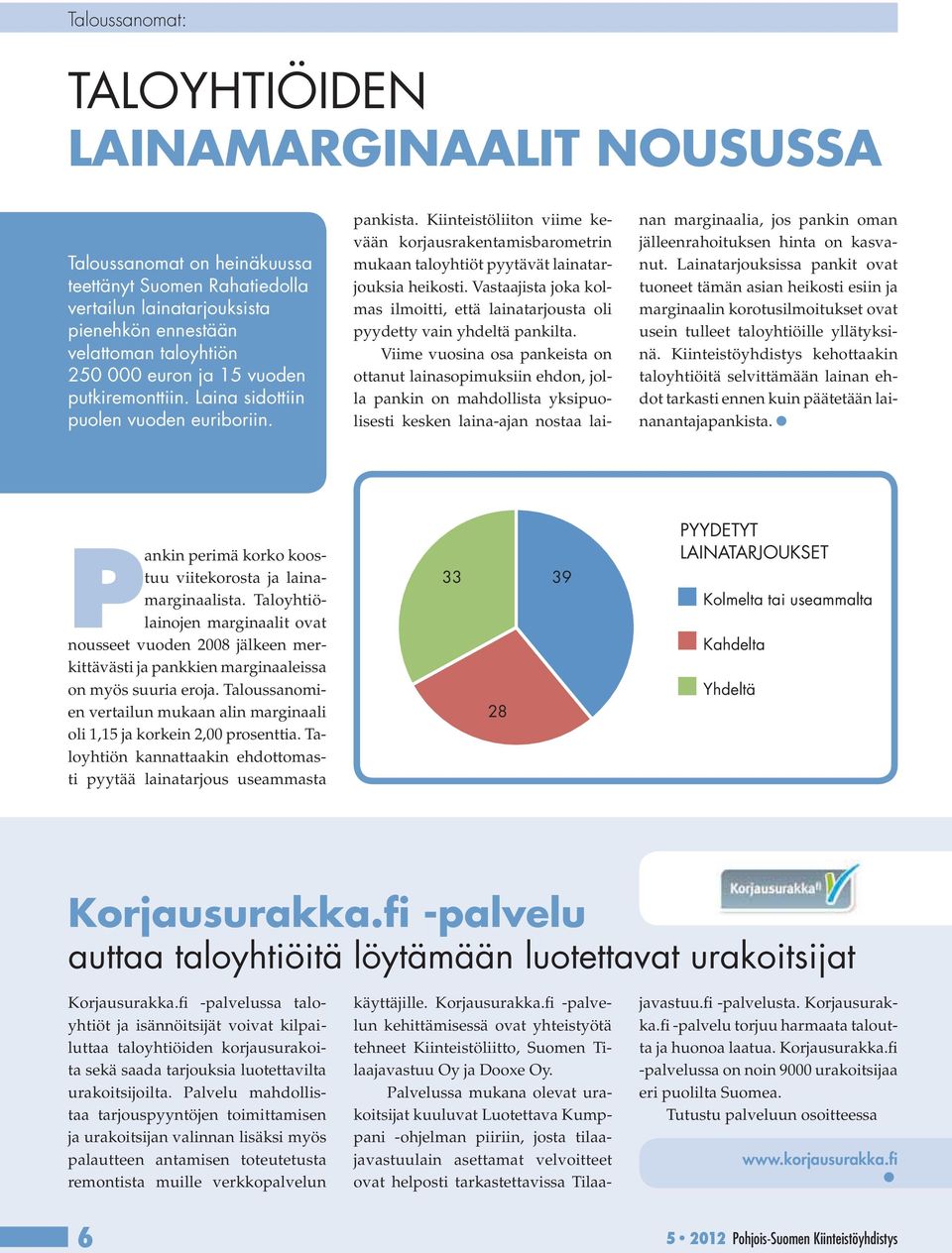 Vastaajista joka kolmas ilmoitti, että lainatarjousta oli pyydetty vain yhdeltä pankilta.