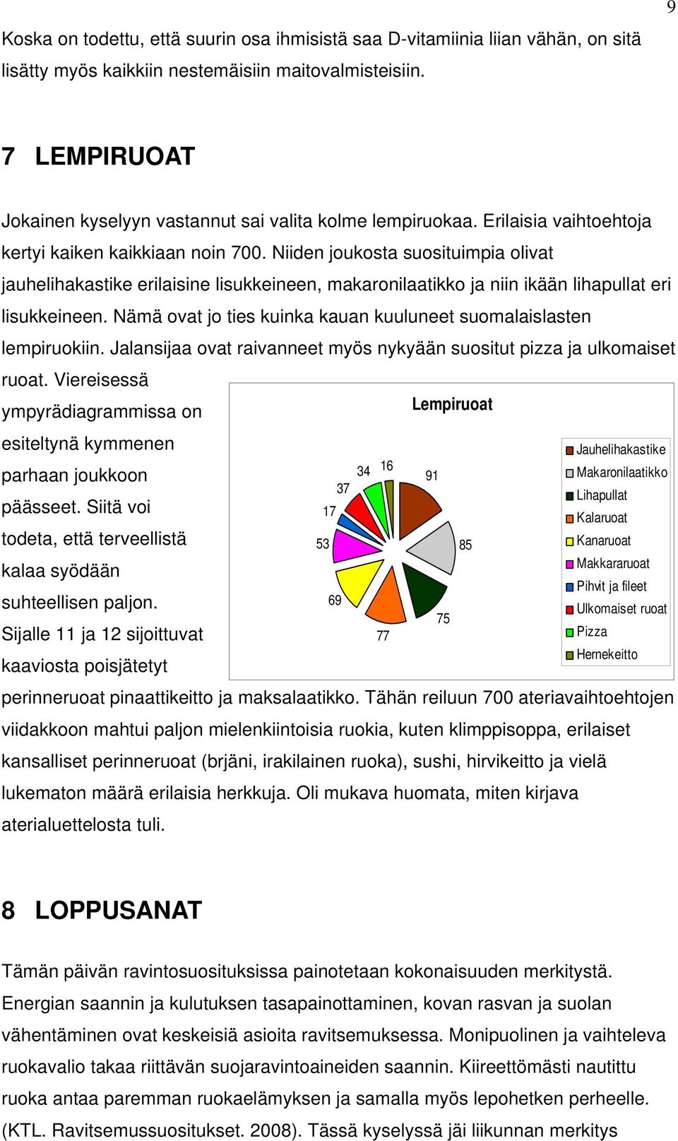 Niiden joukosta suosituimpia olivat jauhelihakastike erilaisine lisukkeineen, makaronilaatikko ja niin ikään lihapullat eri lisukkeineen.