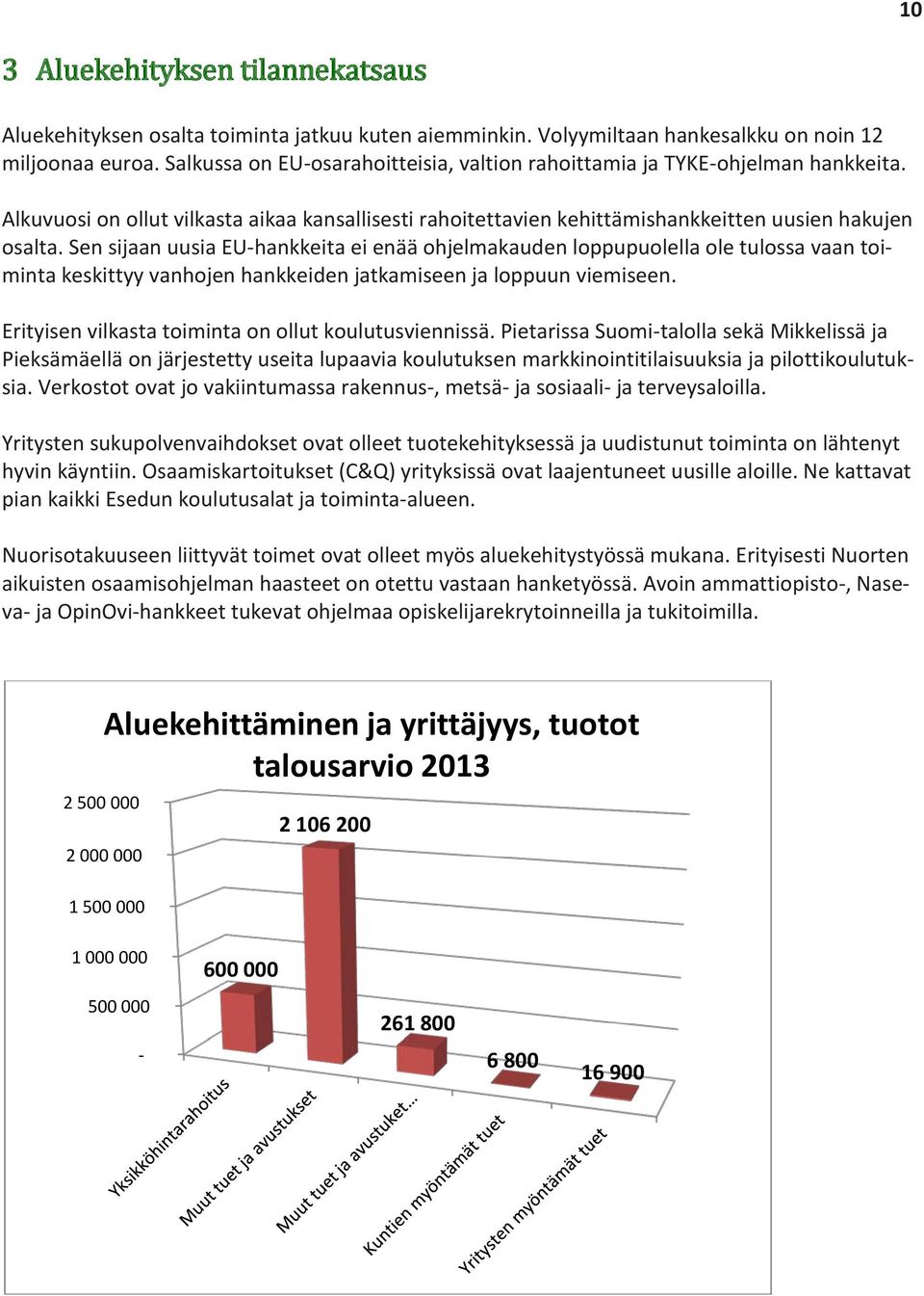 Sen sijaan uusia EU-hankkeita ei enää ohjelmakauden loppupuolella ole tulossa vaan toiminta keskittyy vanhojen hankkeiden jatkamiseen ja loppuun viemiseen.