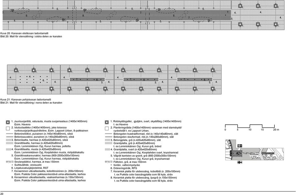 140x280x80mm), sileä Betonilaatta, harmaa (n.420x420x80mm), sileä Graniittilaatta, harmaa (n.420x420x80mm) Esim.