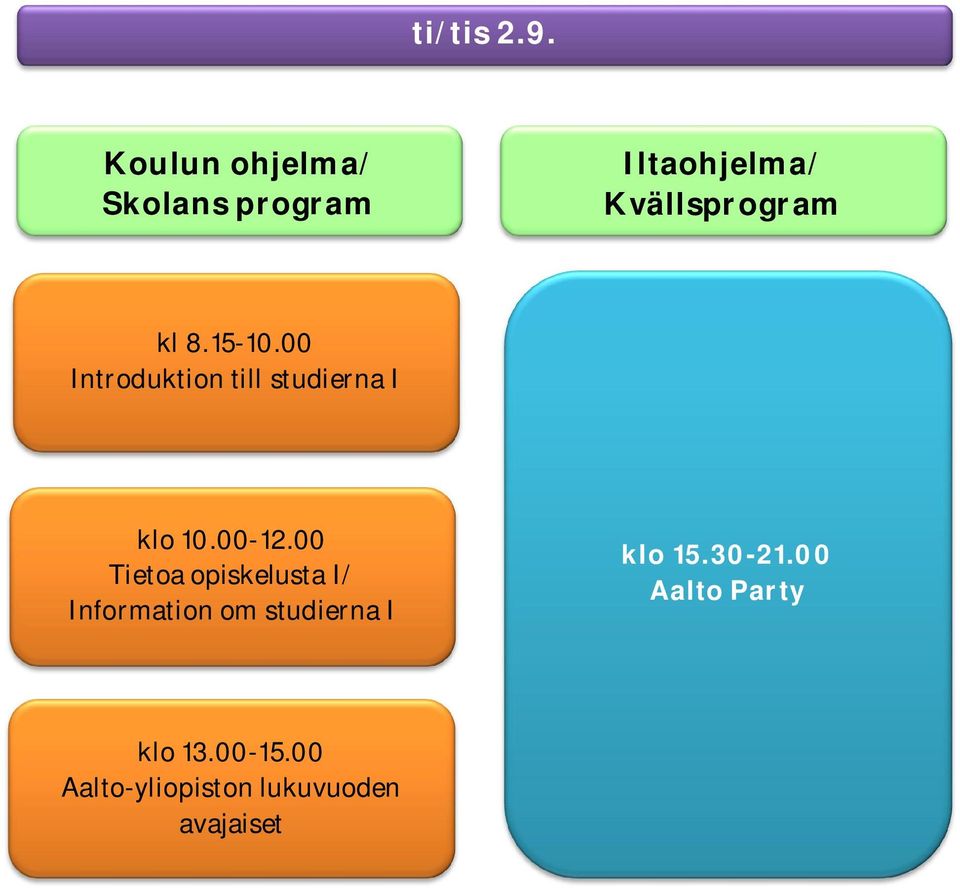 15-10.00 Introduktion till studierna I klo 10.00-12.