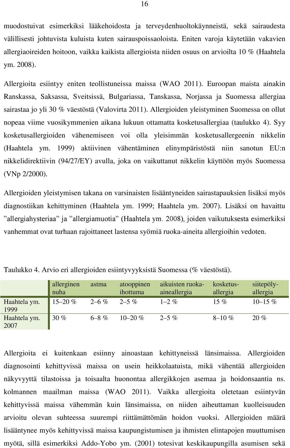 Allergioita esiintyy eniten teollistuneissa maissa (WAO 2011).