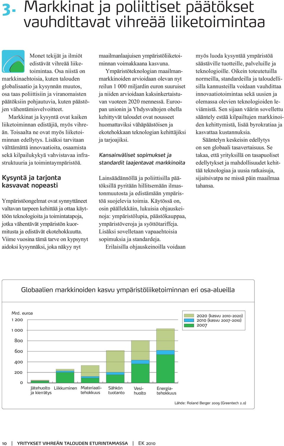 Markkinat ja kysyntä ovat kaiken liiketoiminnan edistäjiä, myös vihreän. Toisaalta ne ovat myös liiketoiminnan edellytys.