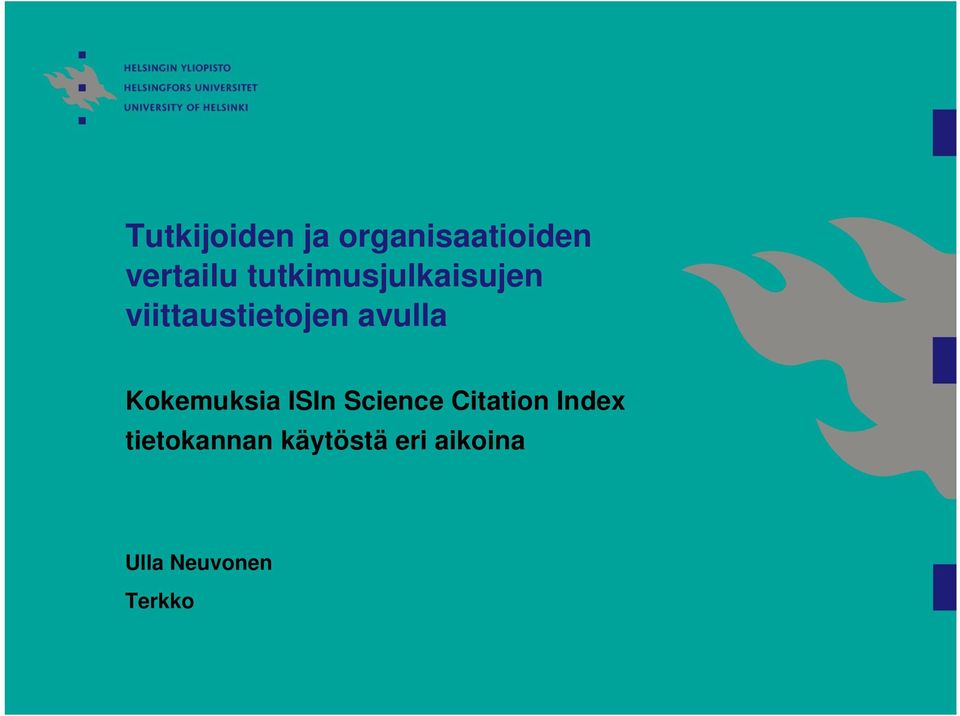 Kokemuksia ISIn Science Citation Index