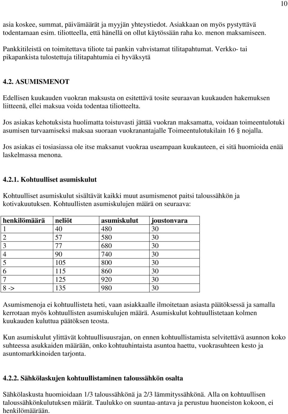 ASUMISMENOT Edellisen kuukauden vuokran maksusta on esitettävä tosite seuraavan kuukauden hakemuksen liitteenä, ellei maksua voida todentaa tiliotteelta.