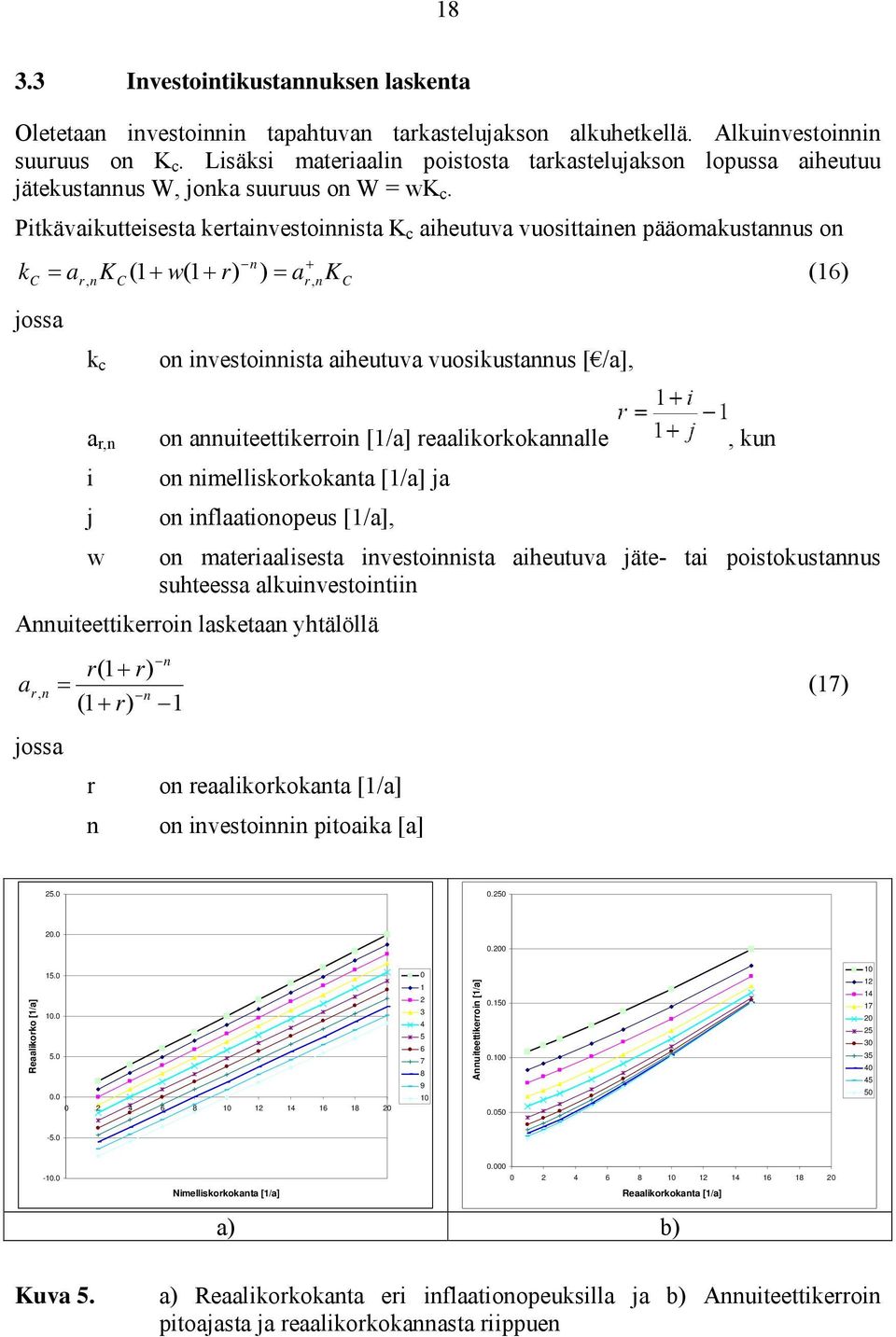 Pitkävaikutteieta ketainvetoinnita K c aiheutuva vuoittainen pääomakutannu on k n C = a, nkc 1 w(1 ) ) = a, n ( K (16) C joa k c on invetoinnita aiheutuva vuoikutannu [ /a], a,n on annuiteettikeoin