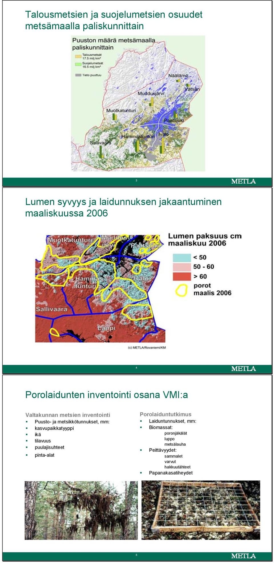 Puusto- ja metsikkötunnukset, mm: kasvupaikkatyyppi ikä tilavuus puulajisuhteet pinta-alat Porolaiduntutkimus