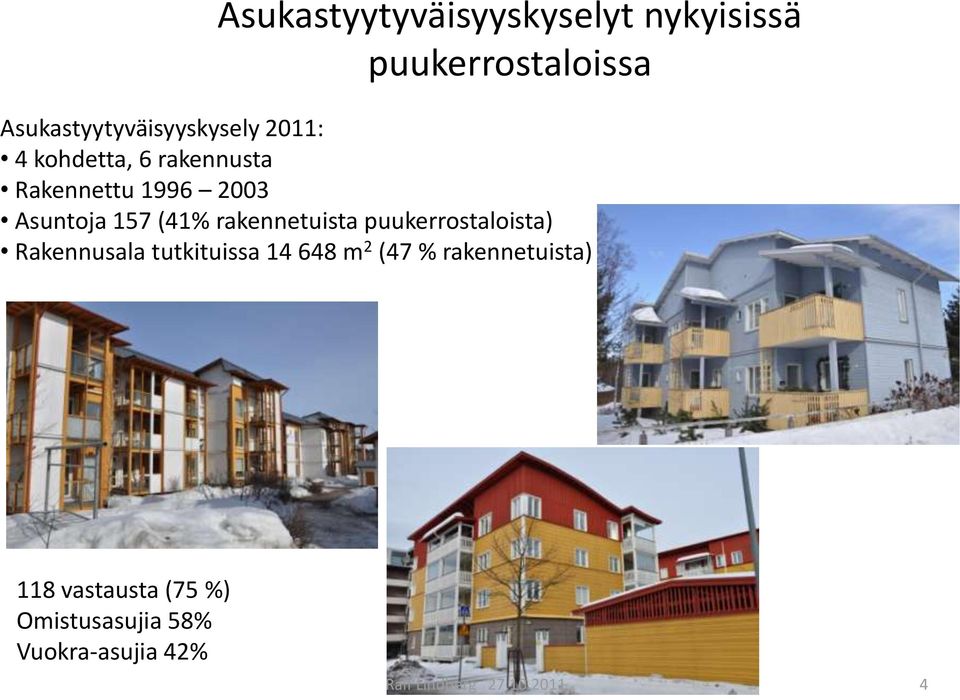 rakennetuista puukerrostaloista) Rakennusala tutkituissa 14 648 m 2 (47 %