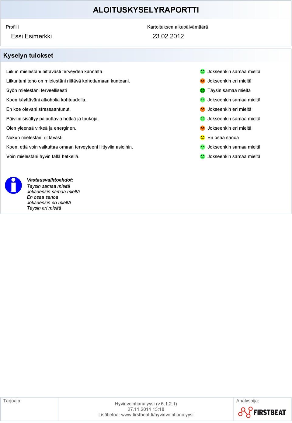 Päiviini sisältyy palauttavia hetkiä ja taukoja. Olen yleensä virkeä ja energinen. Nukun mielestäni riittävästi. Koen, että voin vaikuttaa omaan terveyteeni liittyviin asioihin.