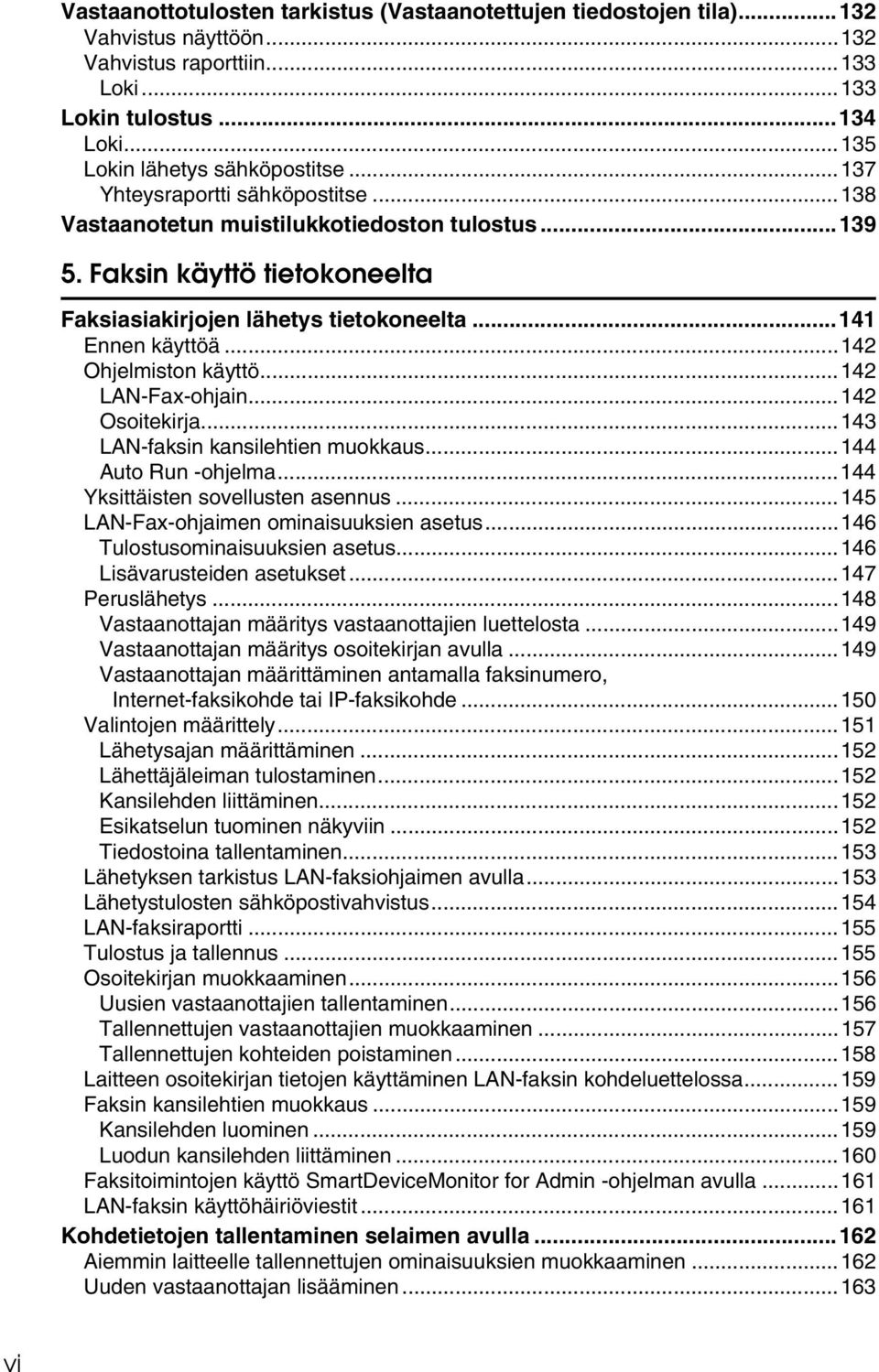 ..142 Ohjelmiston käyttö...142 LAN-Fax-ohjain...142 Osoitekirja...143 LAN-faksin kansilehtien muokkaus...144 Auto Run -ohjelma...144 Yksittäisten sovellusten asennus.