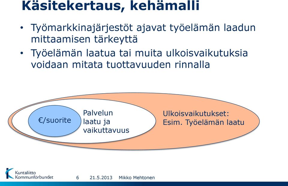 voidaan mitata tuottavuuden rinnalla /suorite Palvelun laatu ja