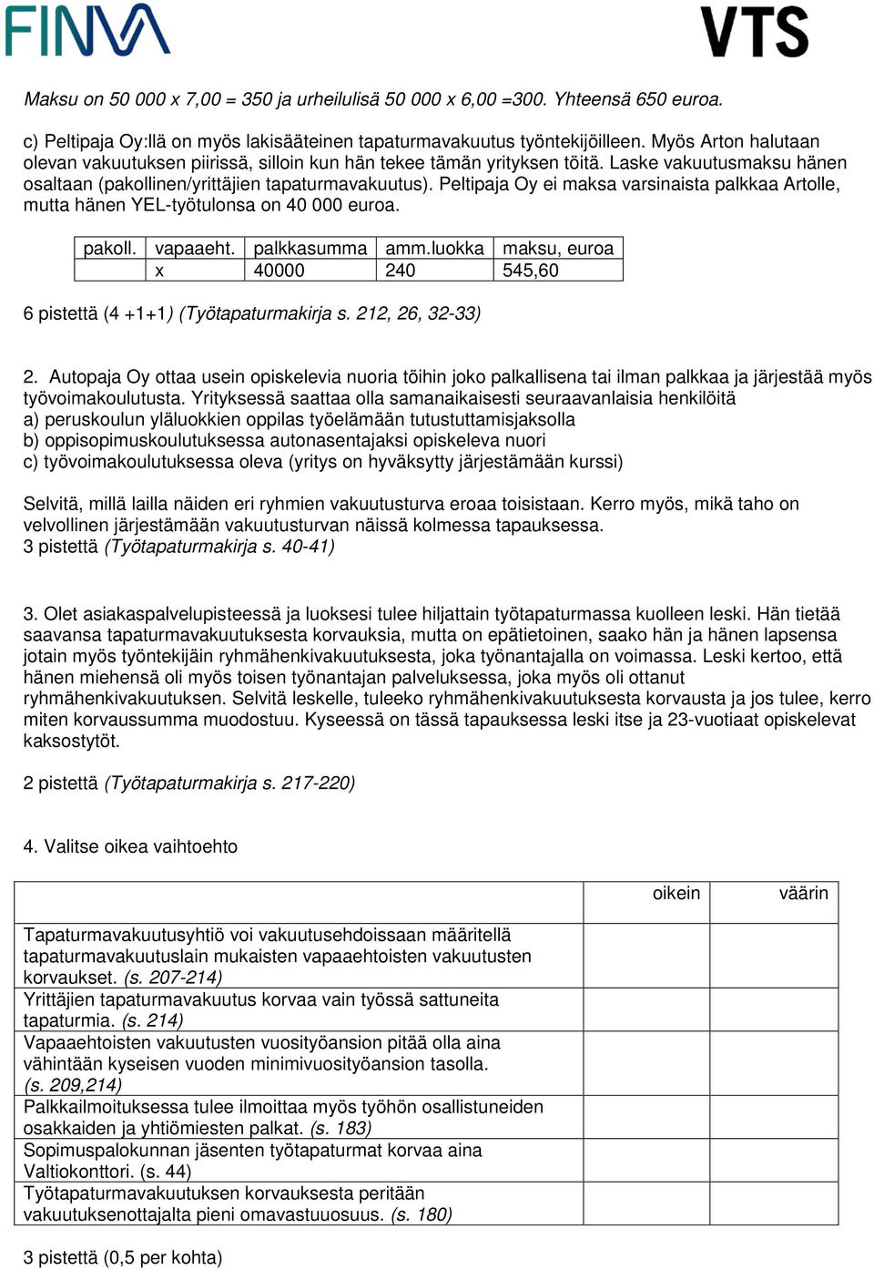 Peltipaja Oy ei maksa varsinaista palkkaa Artolle, mutta hänen YEL-työtulonsa on 40 000 euroa. pakoll. vapaaeht. palkkasumma amm.