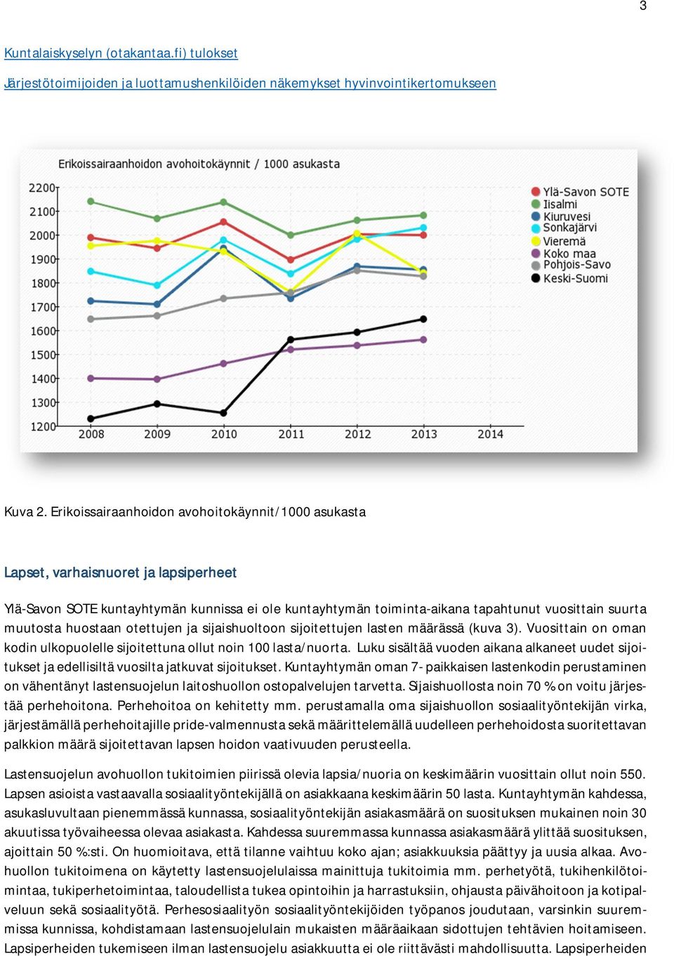 huostaan otettujen ja sijaishuoltoon sijoitettujen lasten määrässä (kuva 3). Vuosittain on oman kodin ulkopuolelle sijoitettuna ollut noin 100 lasta/nuorta.