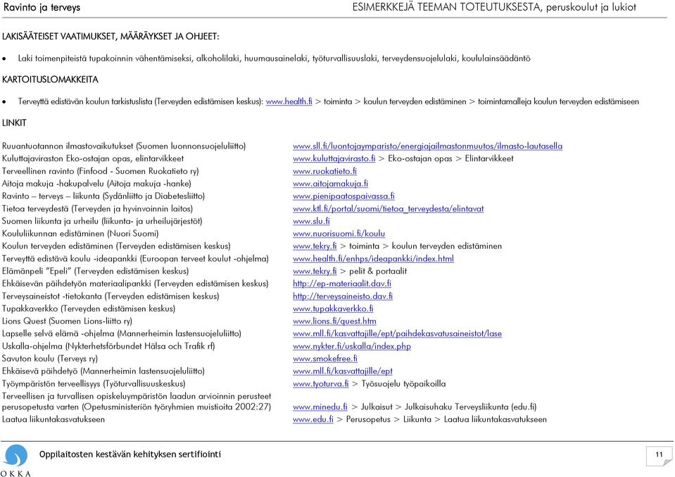 fi > toiminta > koulun terveyden edistäminen > toimintamalleja koulun terveyden edistämiseen Ruuantuotannon ilmastovaikutukset (Suomen luonnonsuojeluliitto) www.sll.