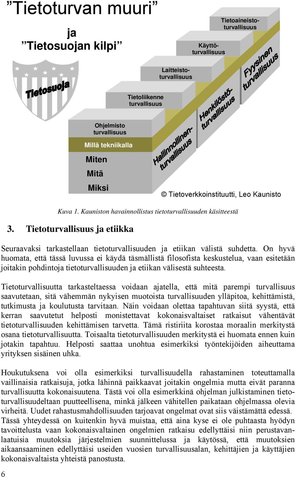 Tietoturvallisuus ja etiikka Seuraavaksi tarkastellaan tietoturvallisuuden ja etiikan välistä suhdetta.