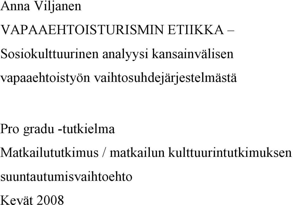 vaihtosuhdejärjestelmästä Pro gradu -tutkielma