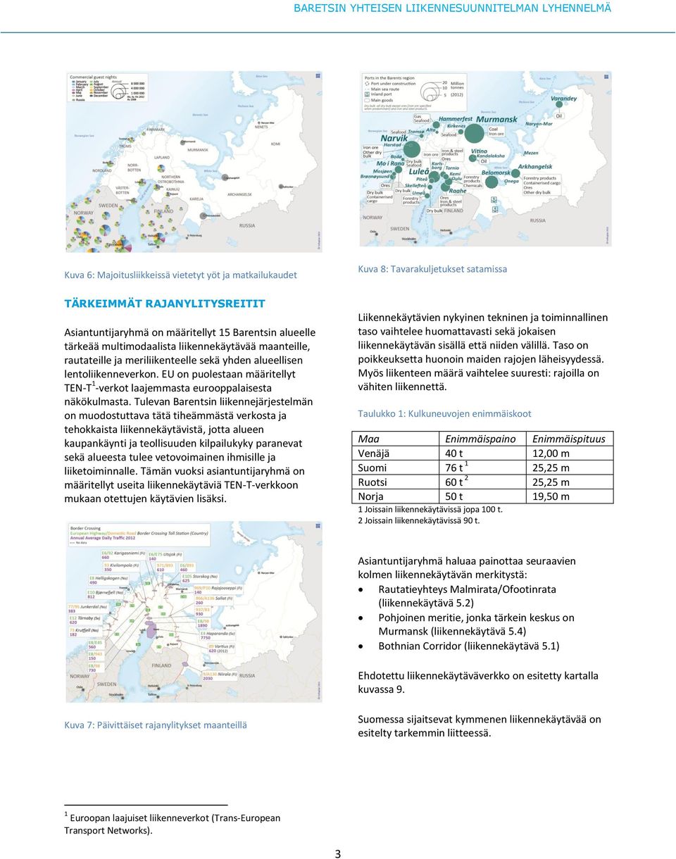 EU on puolestaan määritellyt TEN-T 1 -verkot laajemmasta eurooppalaisesta näkökulmasta.