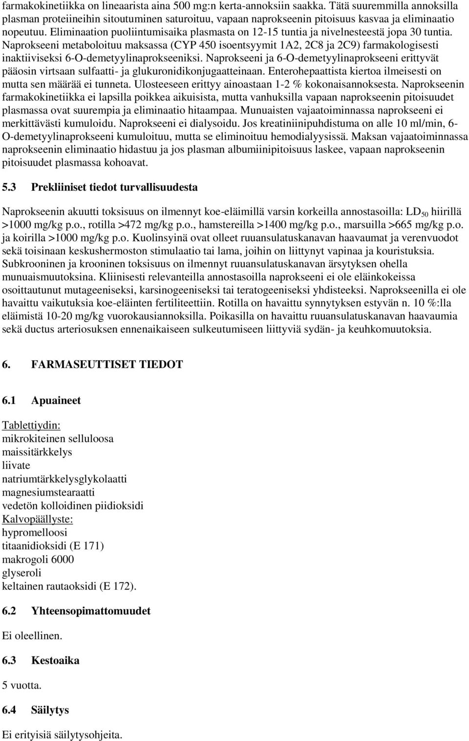 Eliminaation puoliintumisaika plasmasta on 12-15 tuntia ja nivelnesteestä jopa 30 tuntia.