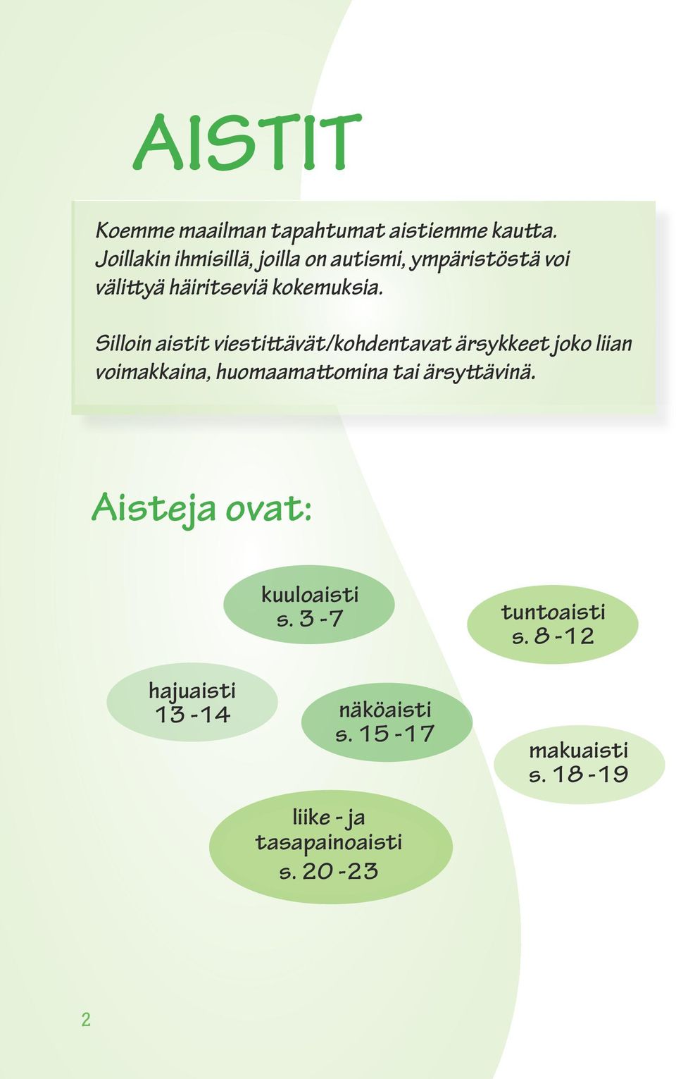 Silloin aistit viestittävät/kohdentavat ärsykkeet joko liian voimakkaina, huomaamattomina tai