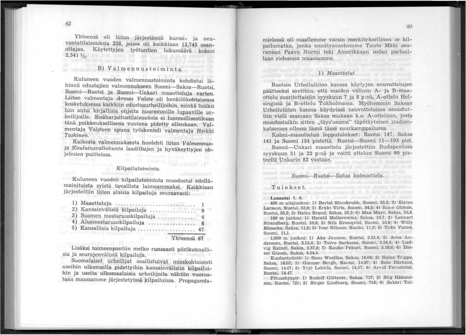 k~sketuksessa kaikkiin edustusurheilijoihin, minkä lisäksi ha?.a~toi ki:j~llisia ohjeita nuoremmille lupaaville ur ~~I~~JOll~e.