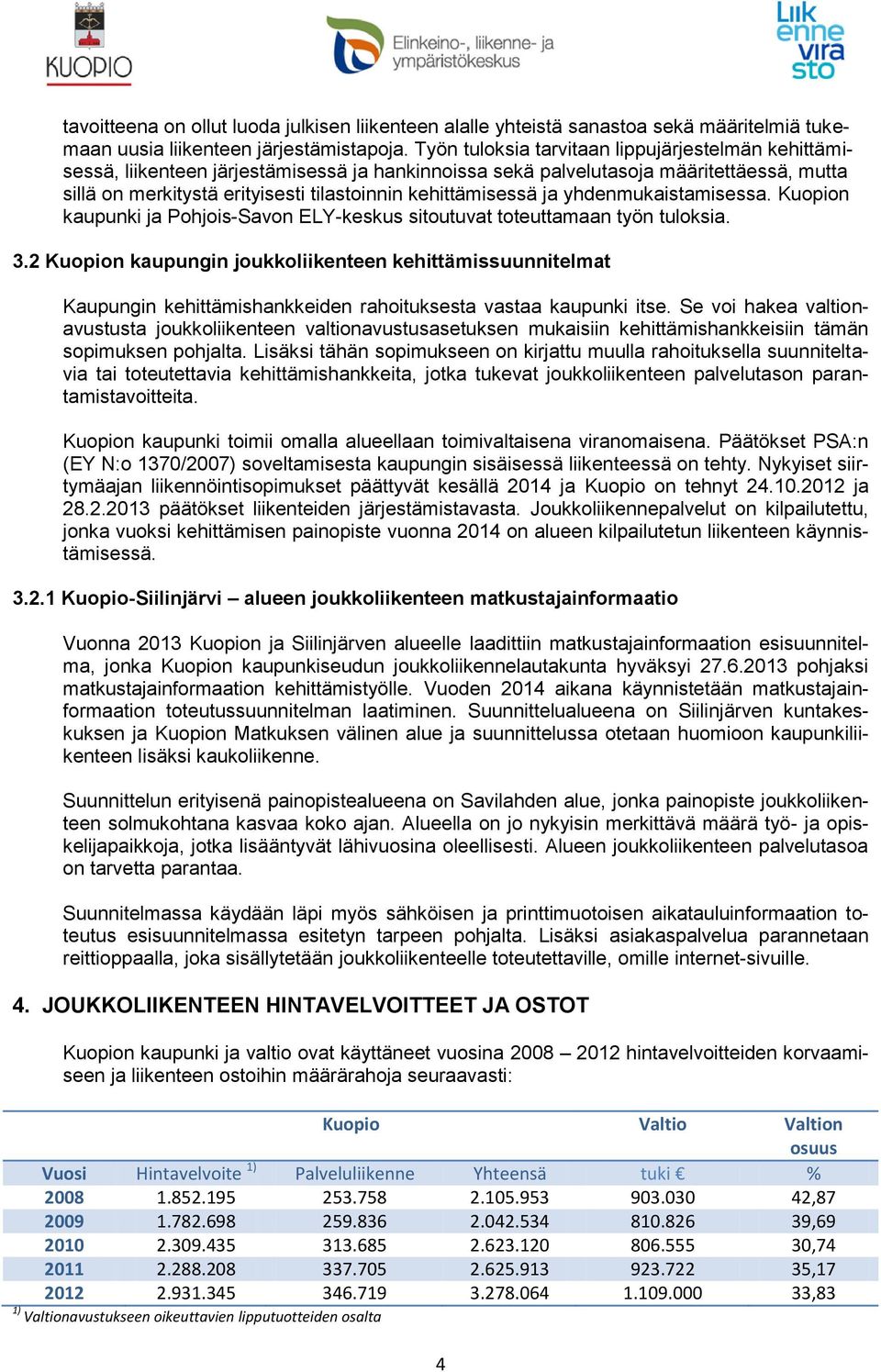 kehittämisessä ja yhdenmukaistamisessa. Kuopion kaupunki ja Pohjois-Savon ELY-keskus sitoutuvat toteuttamaan työn tuloksia. 3.
