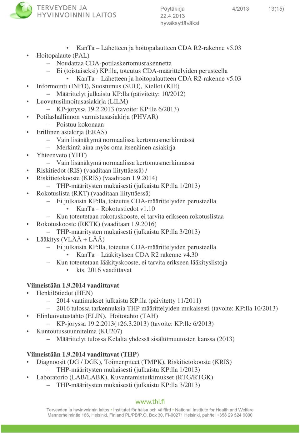 03 Informointi (INFO), Suostumus (SUO), Kiellot (KIE) Määrittelyt julkaistu KP:lla (päivitetty: 10/20