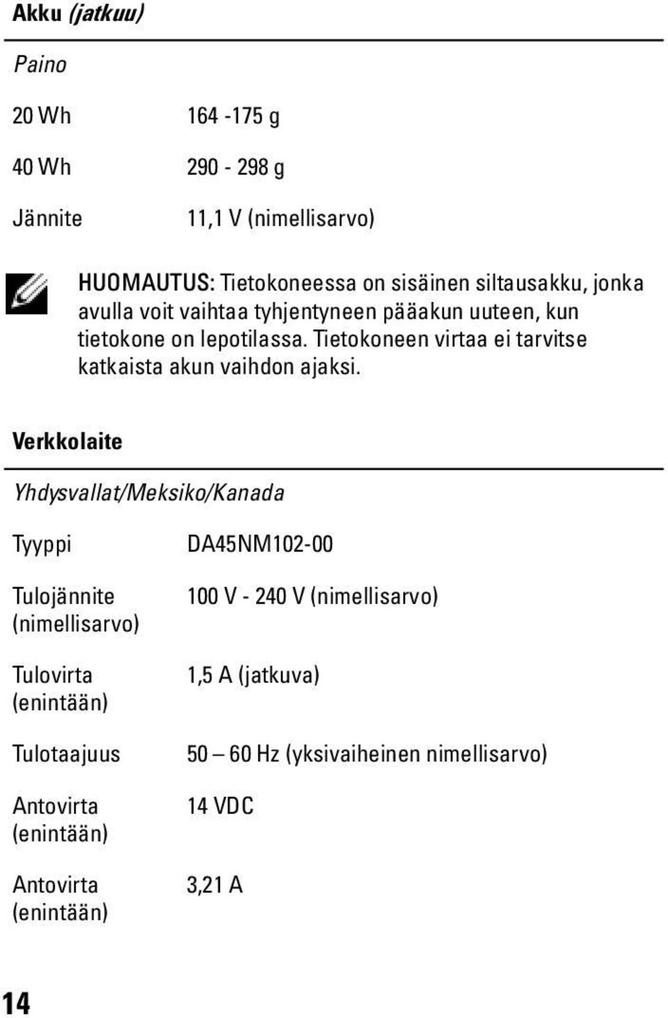 Tietokoneen virtaa ei tarvitse katkaista akun vaihdon ajaksi.