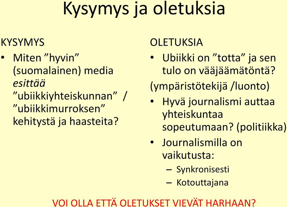 OLETUKSIA Ubiikki on totta ja sen tulo on vääjäämätöntä?