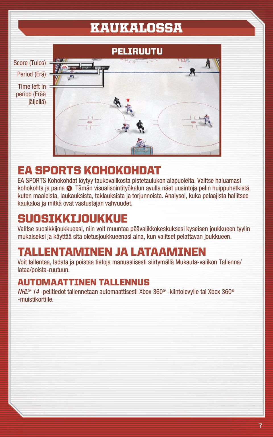 Analysoi, kuka pelaajista hallitsee kaukaloa ja mitkä ovat vastustajan vahvuudet.