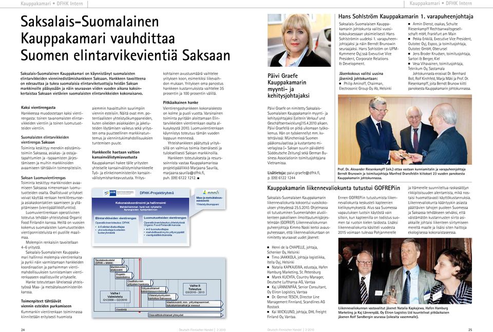 Hankkeen tavoitteena on edesauttaa ja tukea suomalaisia elintarviketuottajia heidän Saksan markkinoille pääsyssään ja näin seuraavan viiden vuoden aikana kaksinkertaistaa Saksaan vietävien