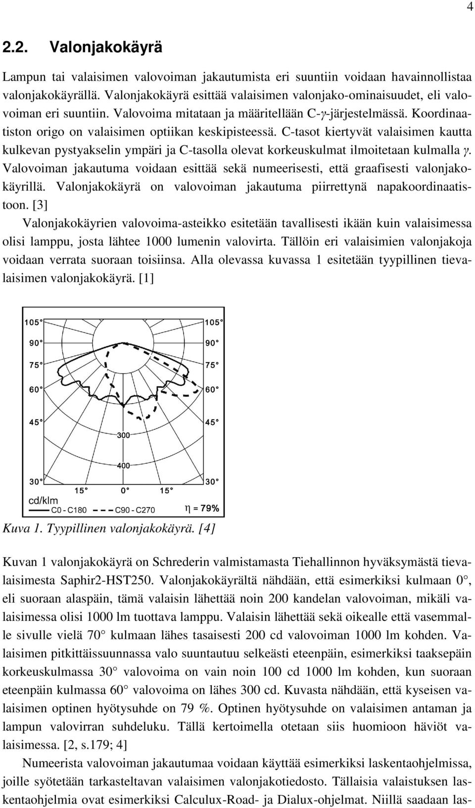 Koordinaatiston origo on valaisimen optiikan keskipisteessä. C-tasot kiertyvät valaisimen kautta kulkevan pystyakselin ympäri ja C-tasolla olevat korkeuskulmat ilmoitetaan kulmalla γ.