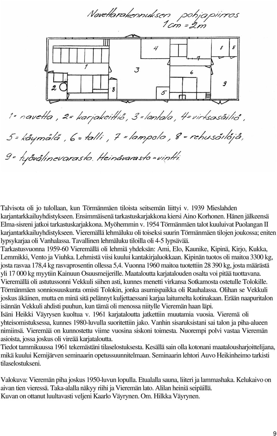 Vieremällä lehmäluku oli toiseksi suurin Törmänmäen tilojen joukossa; eniten lypsykarjaa oli Vanhalassa. Tavallinen lehmäluku tiloilla oli 4-5 lypsävää.