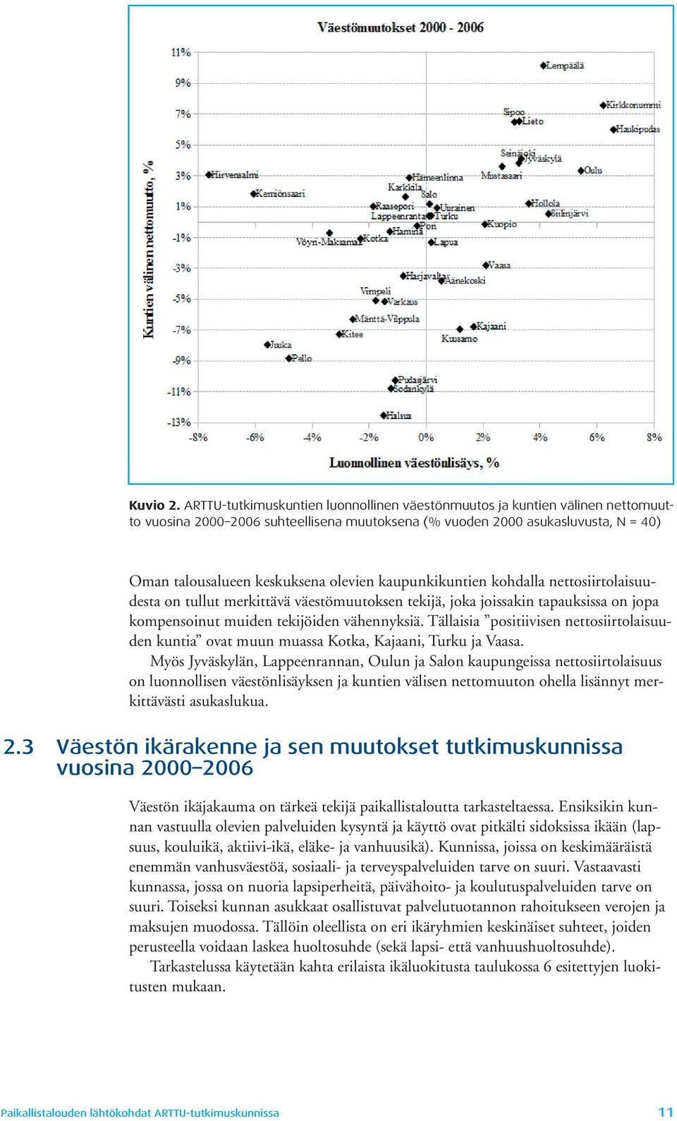 kaupunkikuntien kohdalla nettosiirtolaisuudesta on tullut merkittävä väestömuutoksen tekijä, joka joissakin tapauksissa on jopa kompensoinut muiden tekijöiden vähennyksiä.