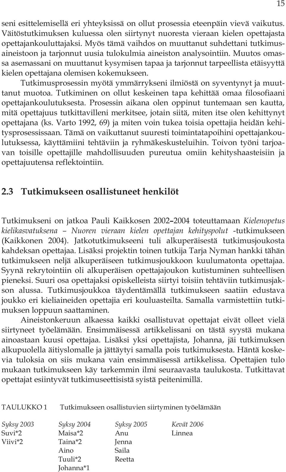 Muutos omassa asemassani on muuttanut kysymisen tapaa ja tarjonnut tarpeellista etäisyyttä kielen opettajana olemisen kokemukseen.