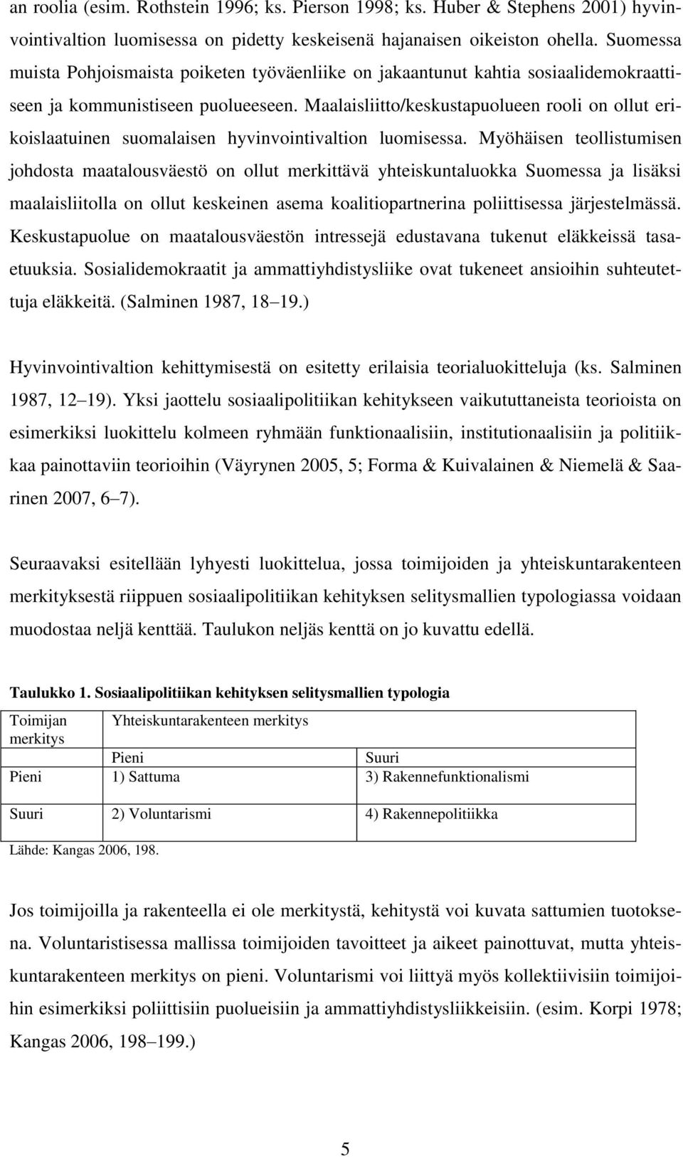 Maalaisliitto/keskustapuolueen rooli on ollut erikoislaatuinen suomalaisen hyvinvointivaltion luomisessa.