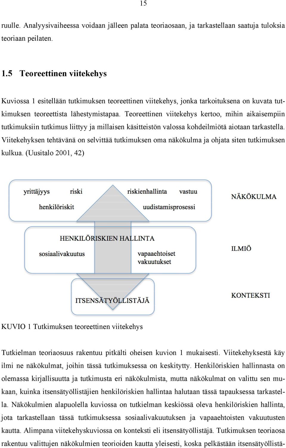 Teoreettinen viitekehys kertoo, mihin aikaisempiin tutkimuksiin tutkimus liittyy ja millaisen käsitteistön valossa kohdeilmiötä aiotaan tarkastella.