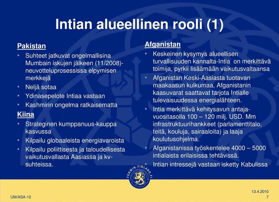 Afganistan Keskeinen kysymys alueellisen turvallisuuden kannalta-intia on merkittävä toimija, pyrkii lisäämään vaikutusvaltaansa Afganistan Keski-Aasiasta tuotavan maakaasun kulkumaa, Afganistanin