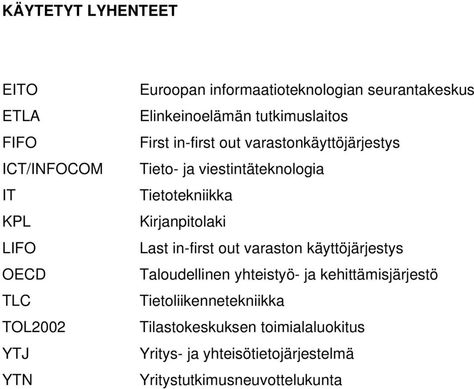 Tietotekniikka Kirjanpitolaki Last in-first out varaston käyttöjärjestys Taloudellinen yhteistyö- ja