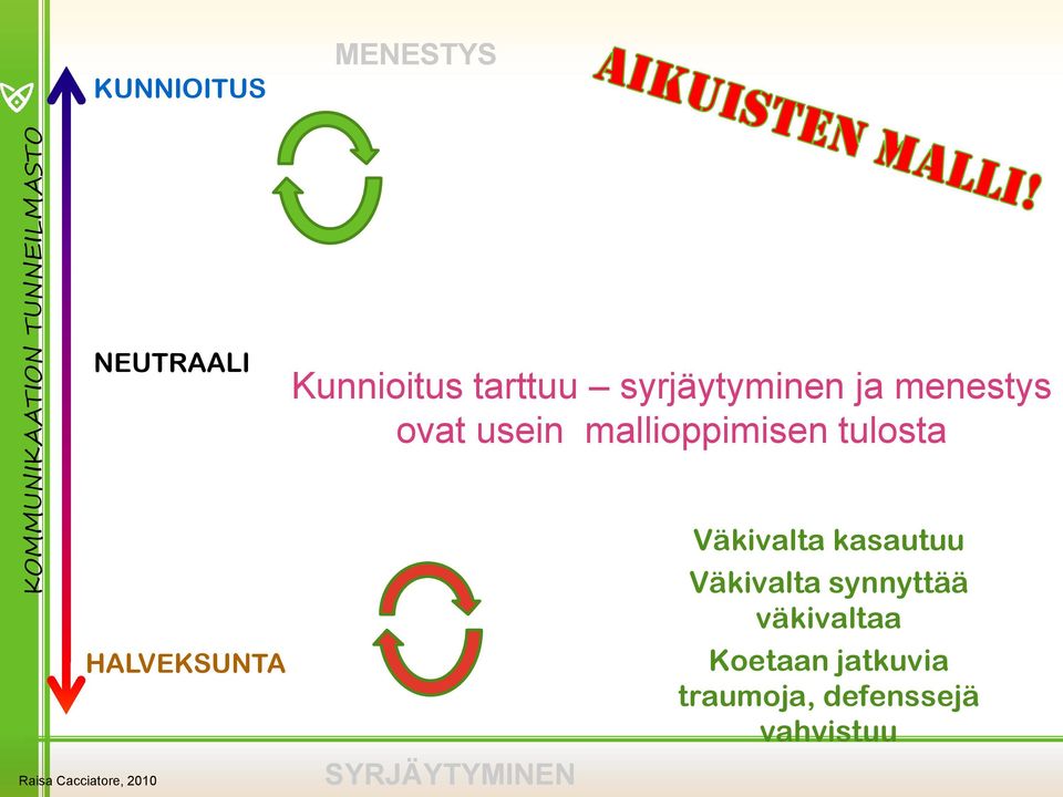 HALVEKSUNTA Raisa Cacciatore, 2010 SYRJÄYTYMINEN Väkivalta kasautuu