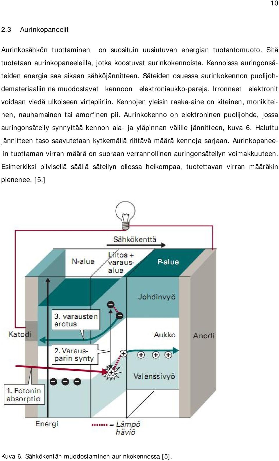 Irronneet elektronit voidaan viedä ulkoiseen virtapiiriin. Kennojen yleisin raaka-aine on kiteinen, monikiteinen, nauhamainen tai amorfinen pii.