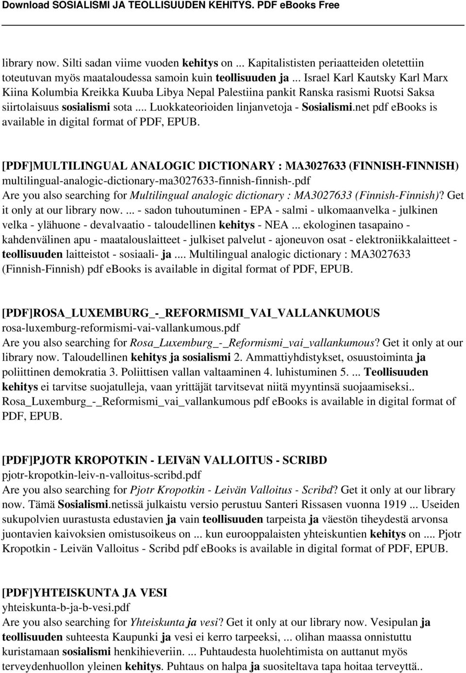 net pdf ebooks is available in digital format of PDF, EPUB. [PDF]MULTILINGUAL ANALOGIC DICTIONARY : MA3027633 (FINNISH-FINNISH) multilingual-analogic-dictionary-ma3027633-finnish-finnish-.