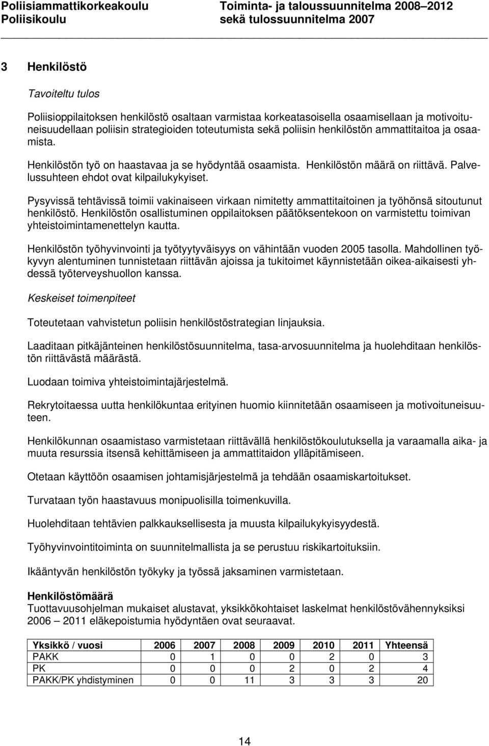 Pysyvissä tehtävissä toimii vakinaiseen virkaan nimitetty ammattitaitoinen ja työhönsä sitoutunut henkilöstö.