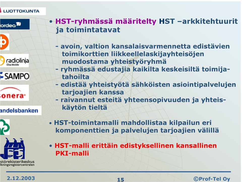 sähköisten asiointipalvelujen tarjoajien kanssa - raivannut esteitä yhteensopivuuden ja yhteiskäytön tieltä HST-toimintamalli